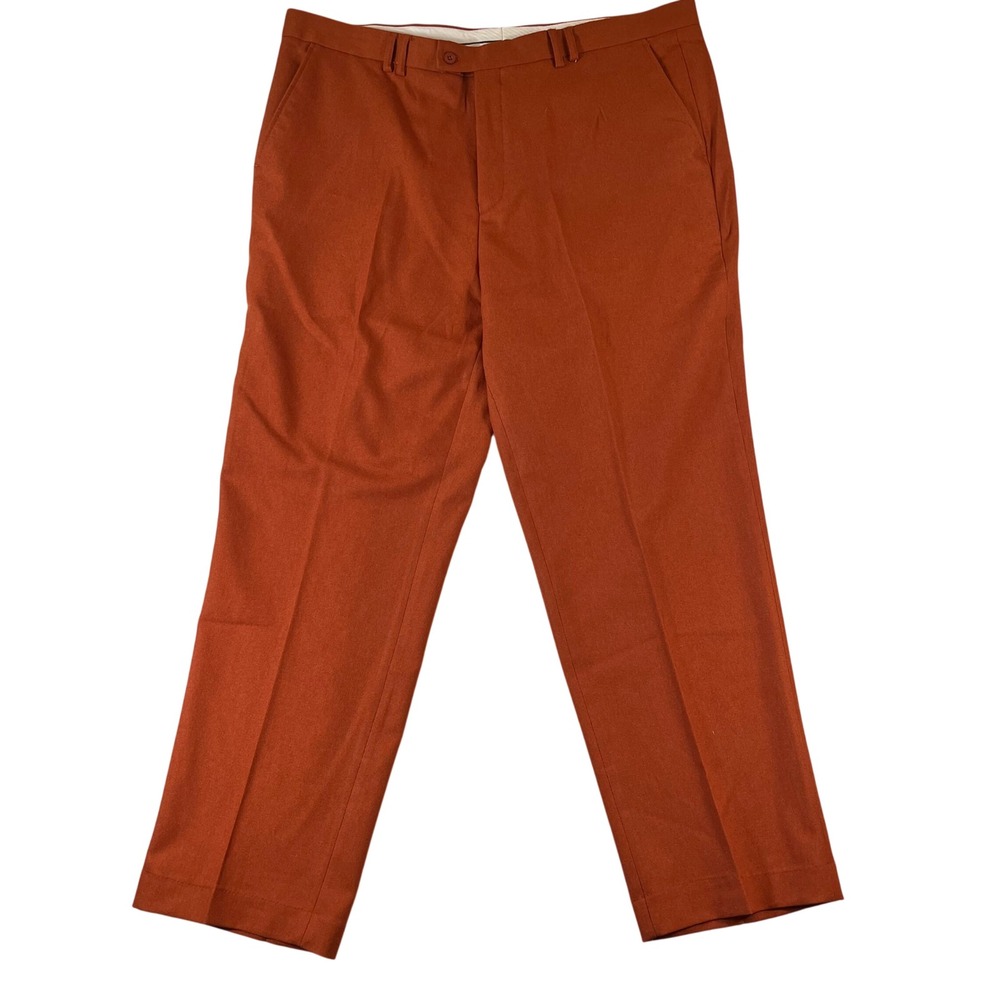 Trust Dress Pants Mens 44x32 Burnt Orange Straight Leg Rayon Blend